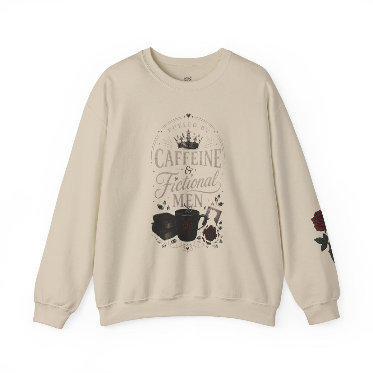 Fueled By Caffeine and Fictional Men Crewneck Sweatshirt