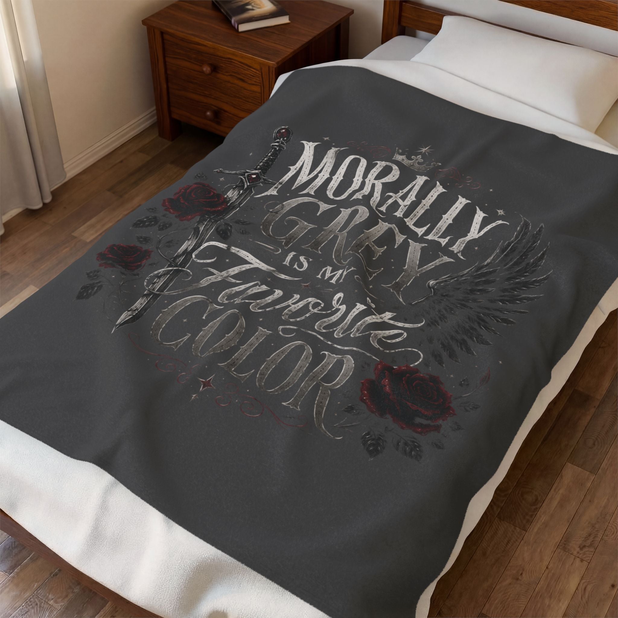 Gothic Velvet Throw Blanket — Morally Grey Is My Favorite Color