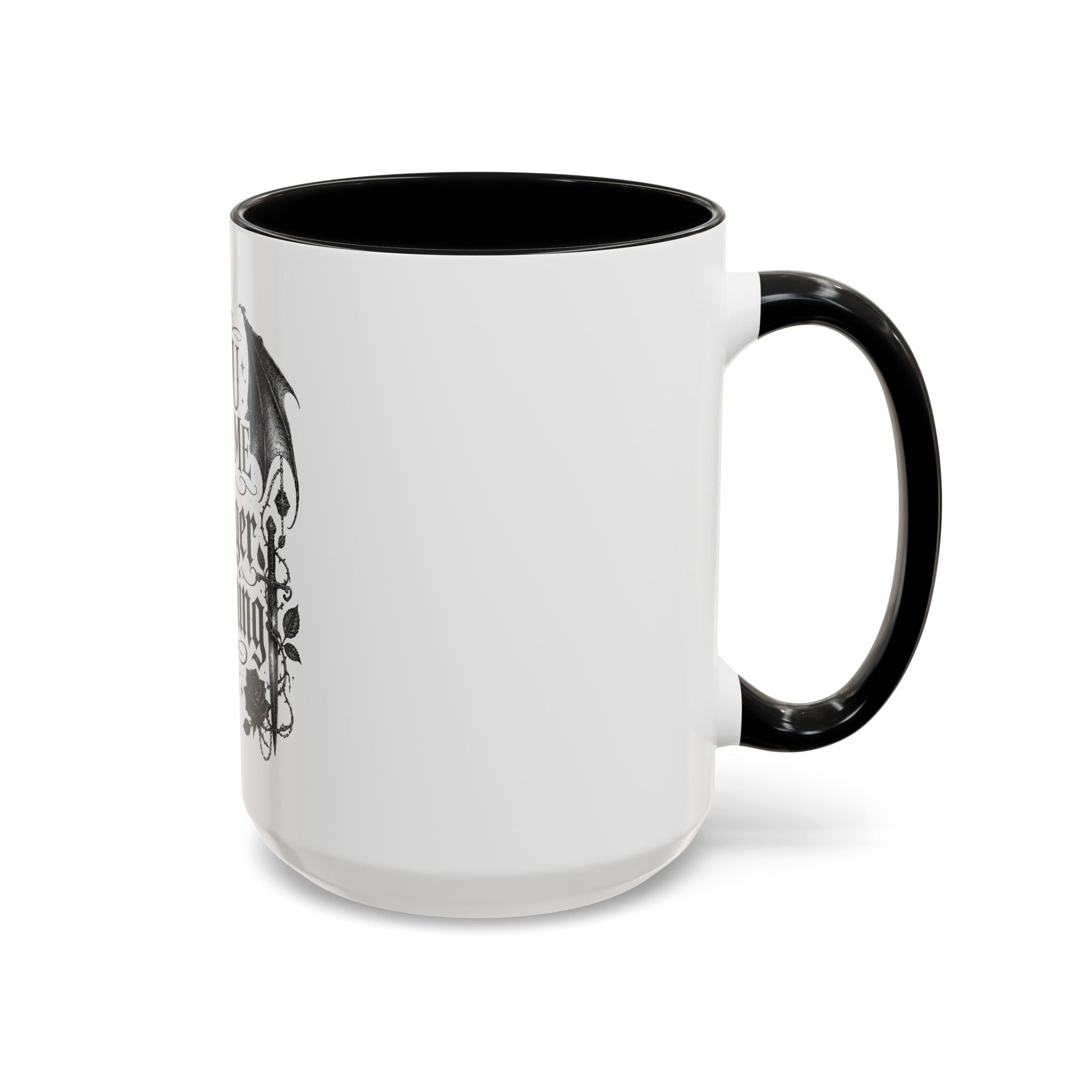 Accent Coffee Mug — "You Had Me at Trigger Warning" Gothic Bat Rose Design (11/15oz)