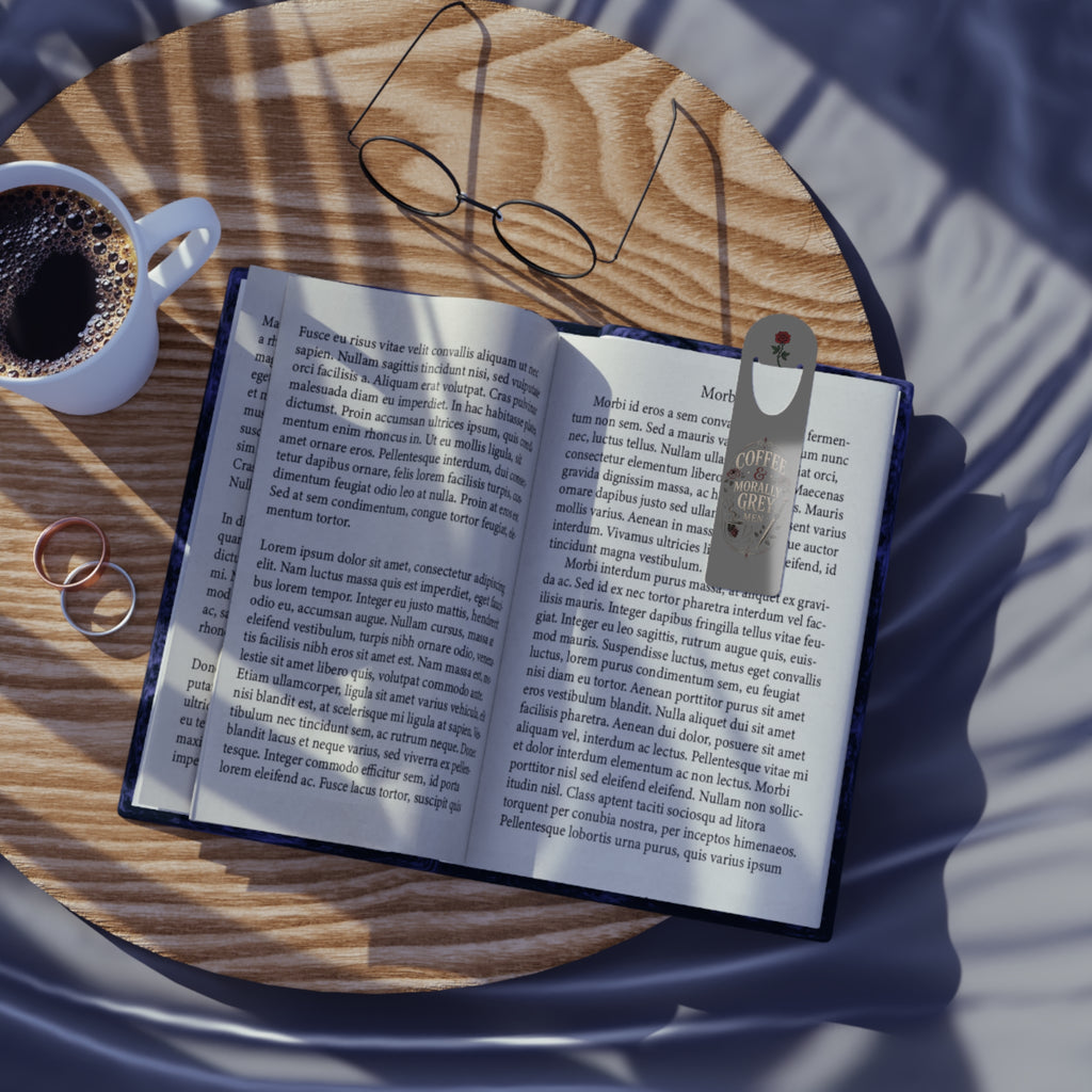 Coffee & Morally Grey Bookmark – Gothic Rose Metal Bookmarker