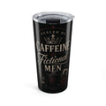 20oz Tumbler — "Fueled by Caffeine & Fictional Men" Travel Mug with Gothic Bat Design