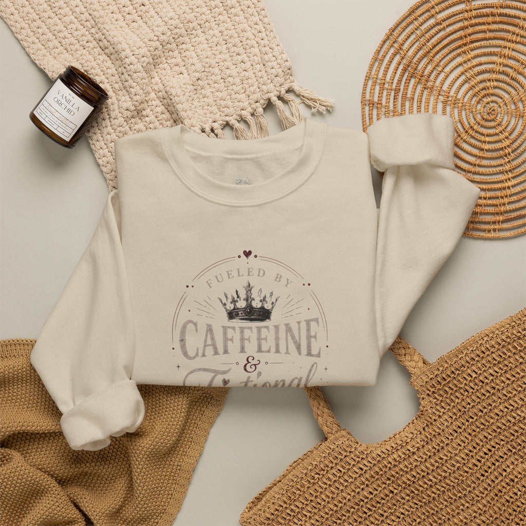 Fueled By Caffeine and Fictional Men Crewneck Sweatshirt