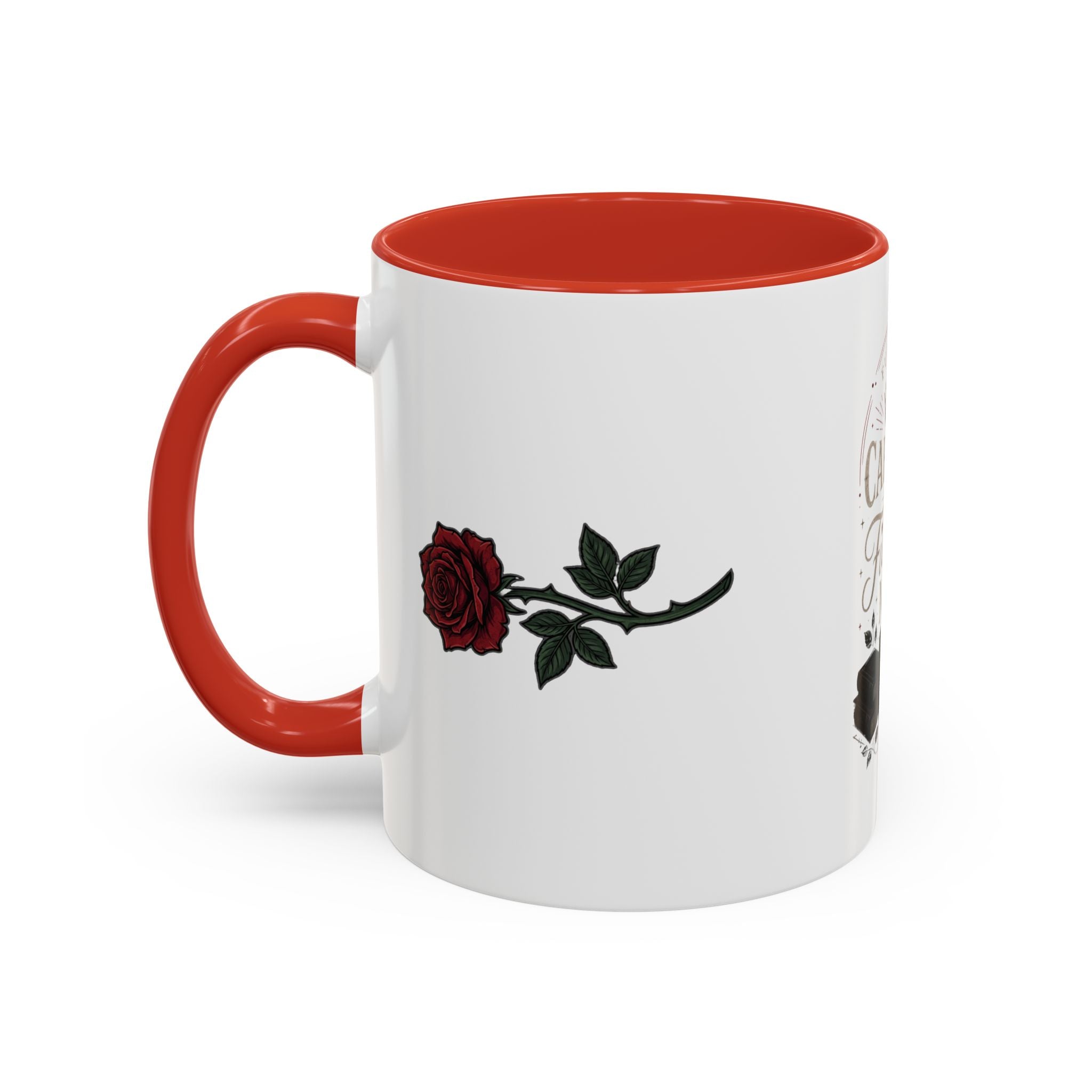 Caffeine & Fictional Men Accent Coffee Mug — 11/15oz Rose & Crown Literary Gift