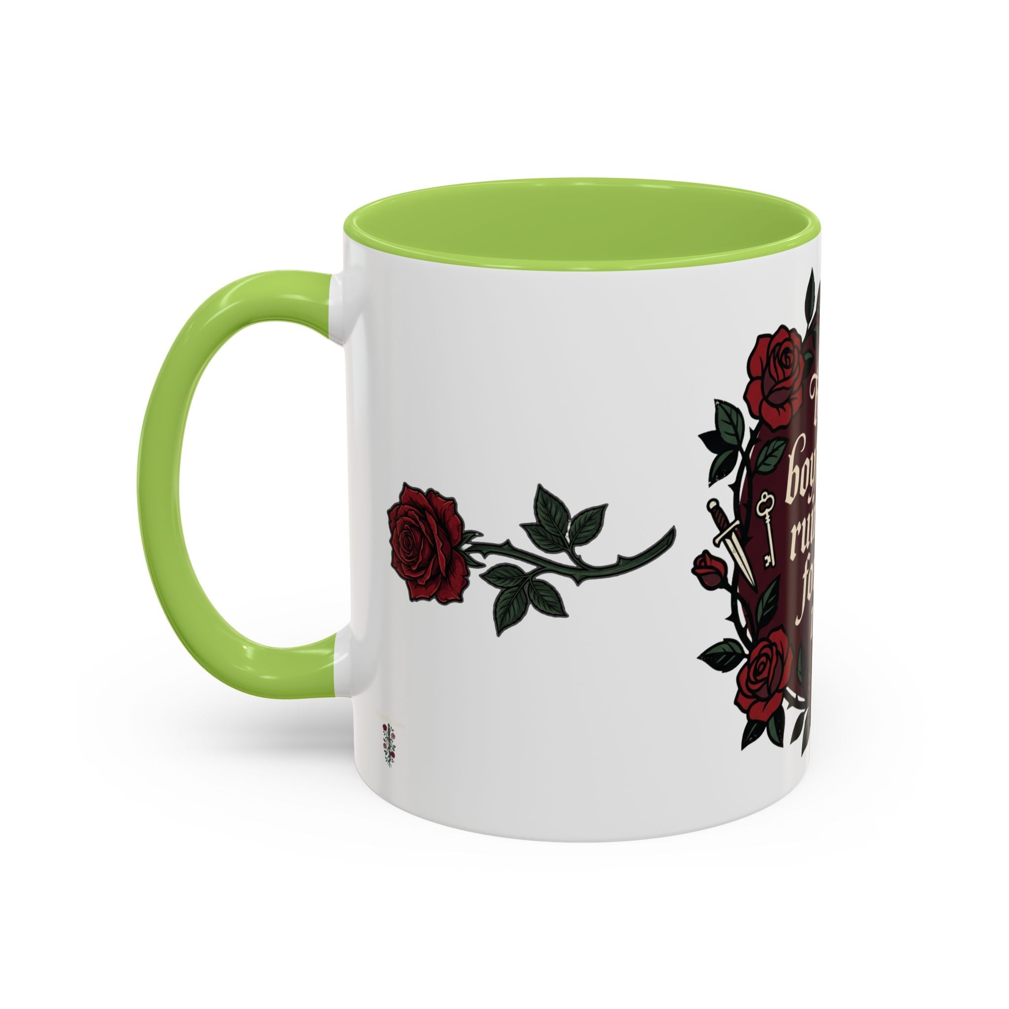 Book Boyfriends Ruined Me Coffee Mug — Gothic Rose Accent Mug (11/15 oz)