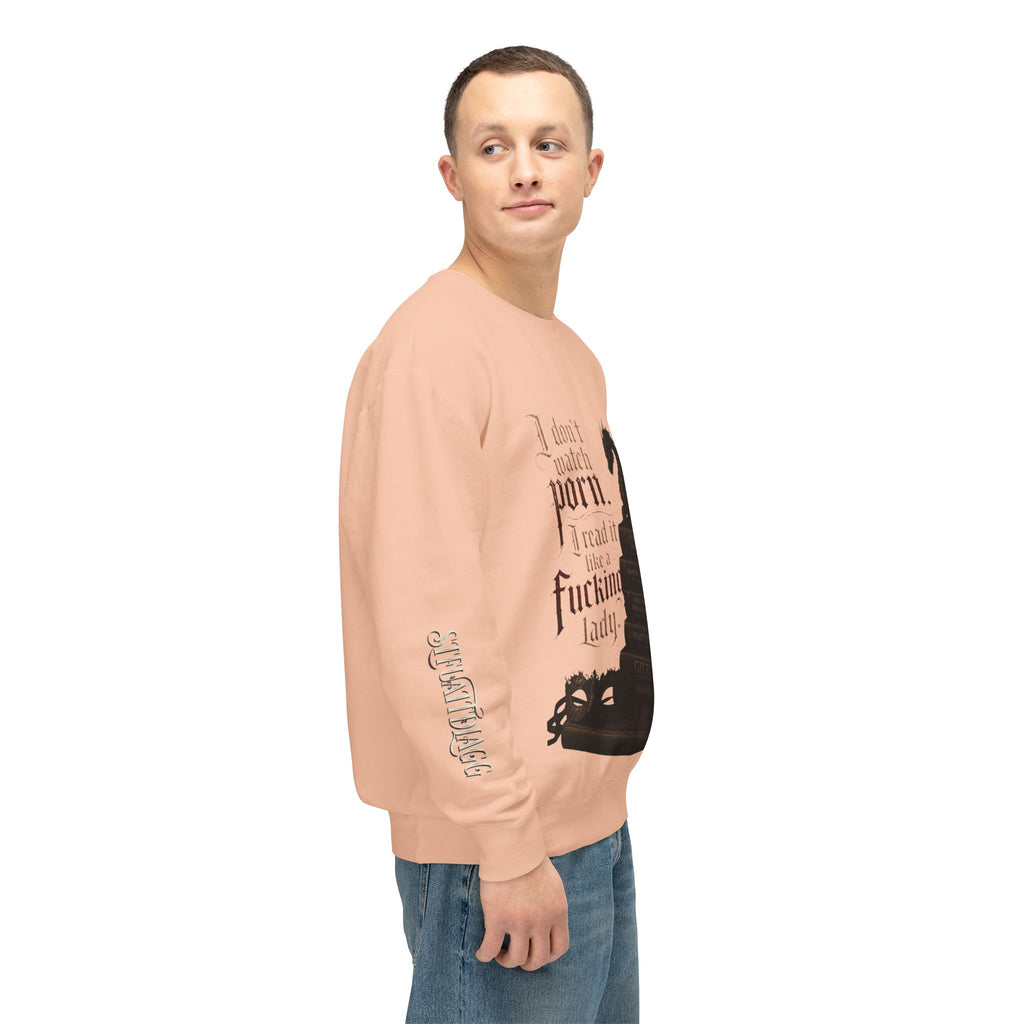 Dragon Bookstack Crewneck Sweatshirt — “I don’t watch porn. I read it, fucking lady.”