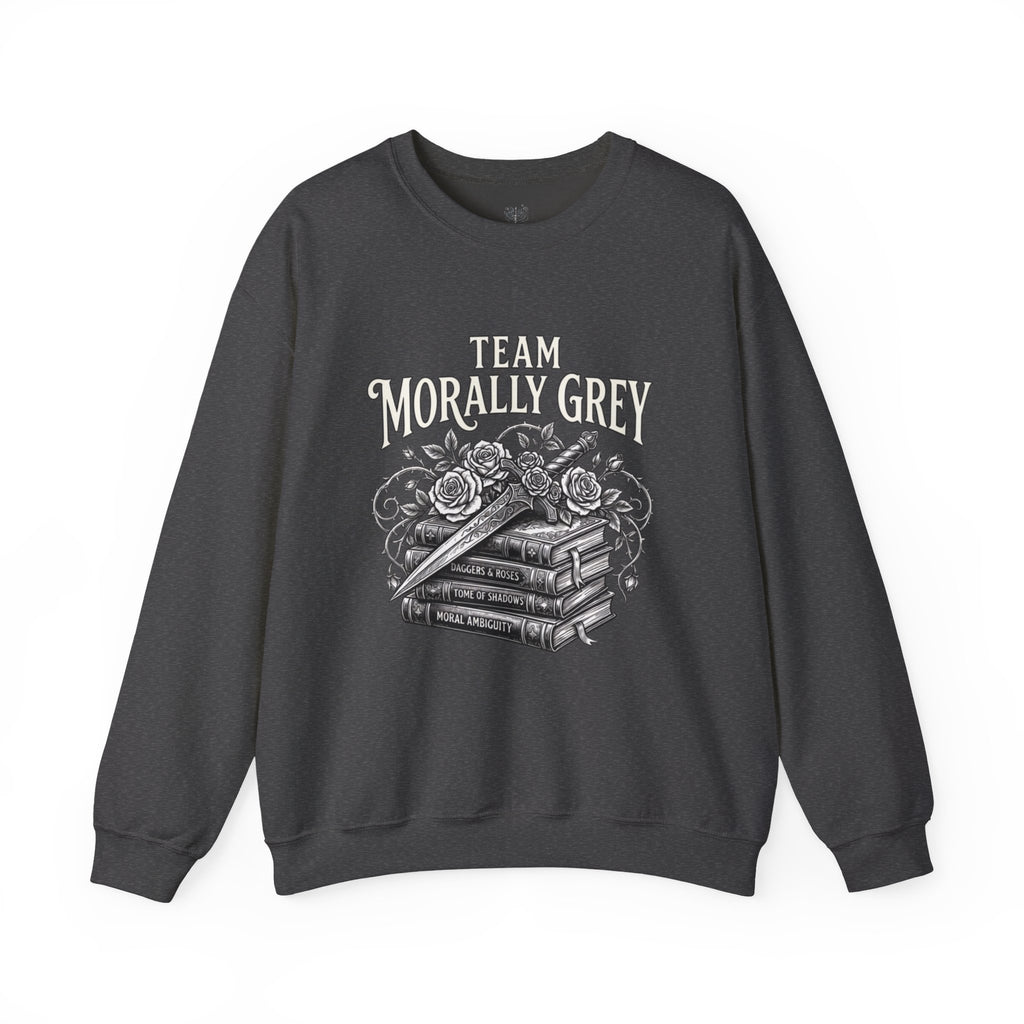Team Morally Grey Crewneck Sweatshirt – Gothic Booklover Graphic