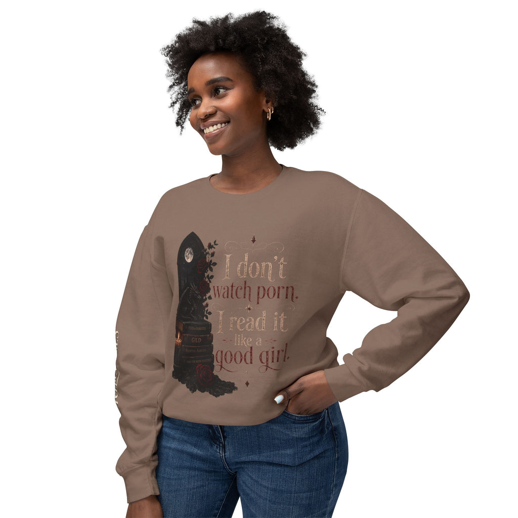 “I don’t watch porn. I read it like a good girl.” Sweater