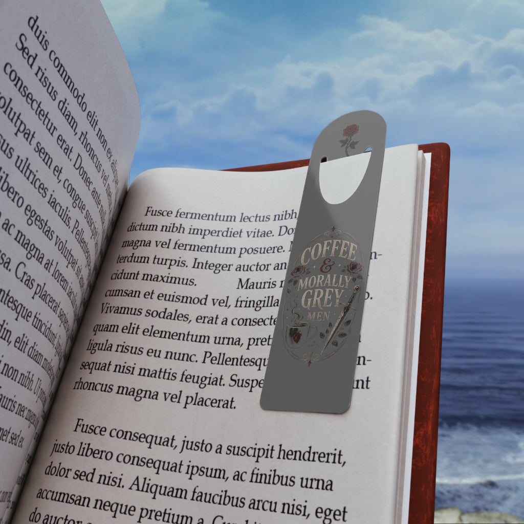 Coffee & Morally Grey Bookmark – Gothic Rose Metal Bookmarker