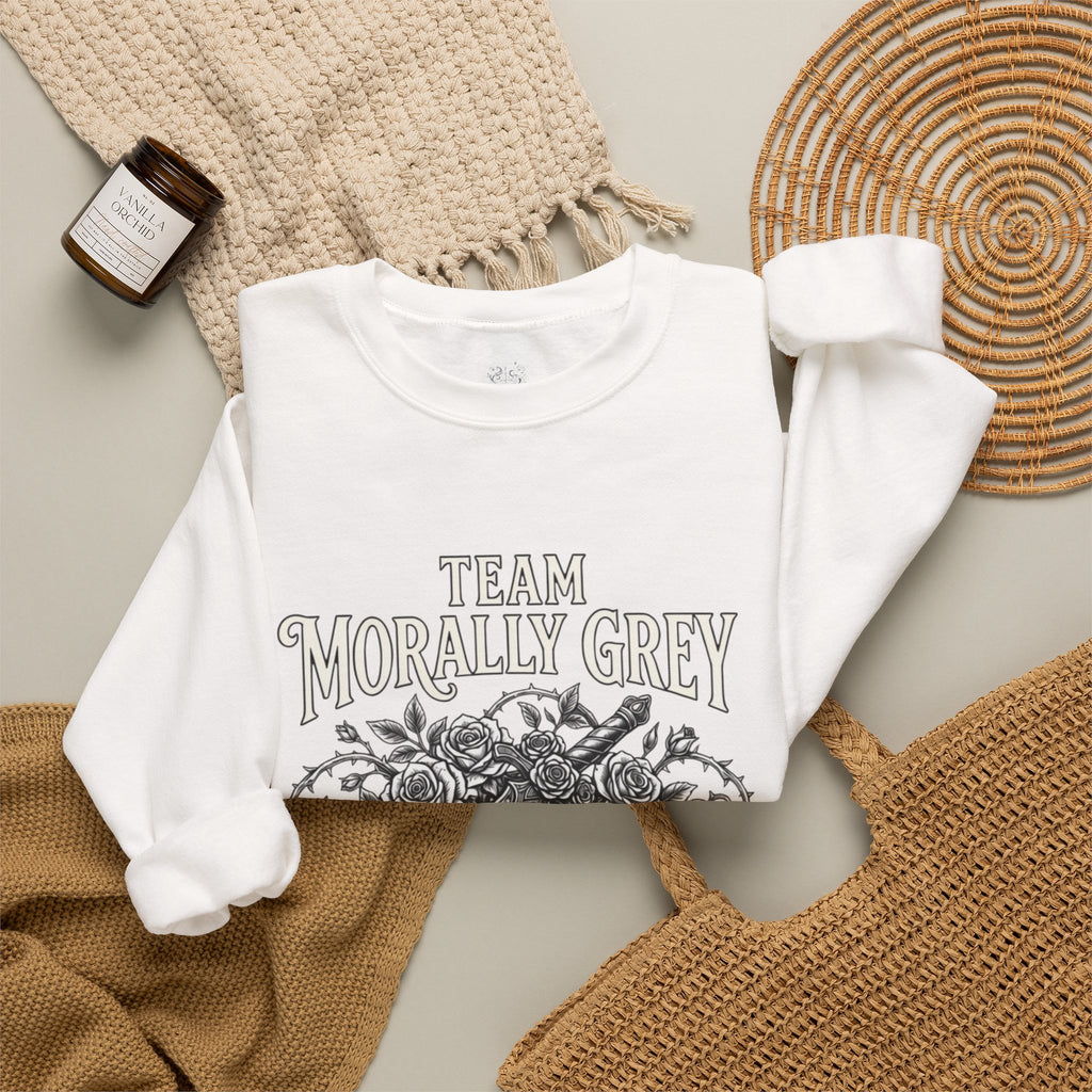 Team Morally Grey Crewneck Sweatshirt – Gothic Booklover Graphic