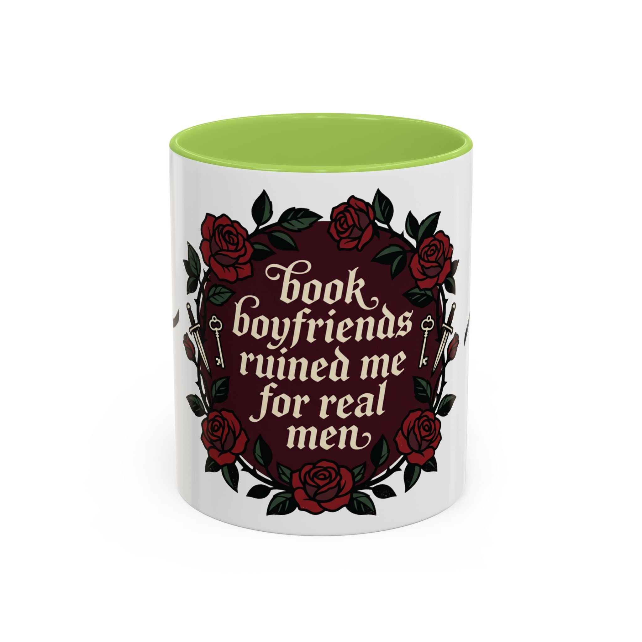 Book Boyfriends Ruined Me Coffee Mug — Gothic Rose Accent Mug (11/15 oz)