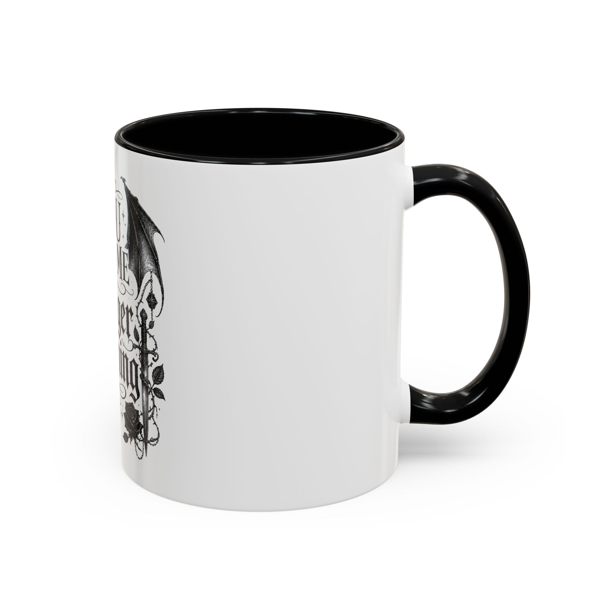 Accent Coffee Mug — "You Had Me at Trigger Warning" Gothic Bat Rose Design (11/15oz)