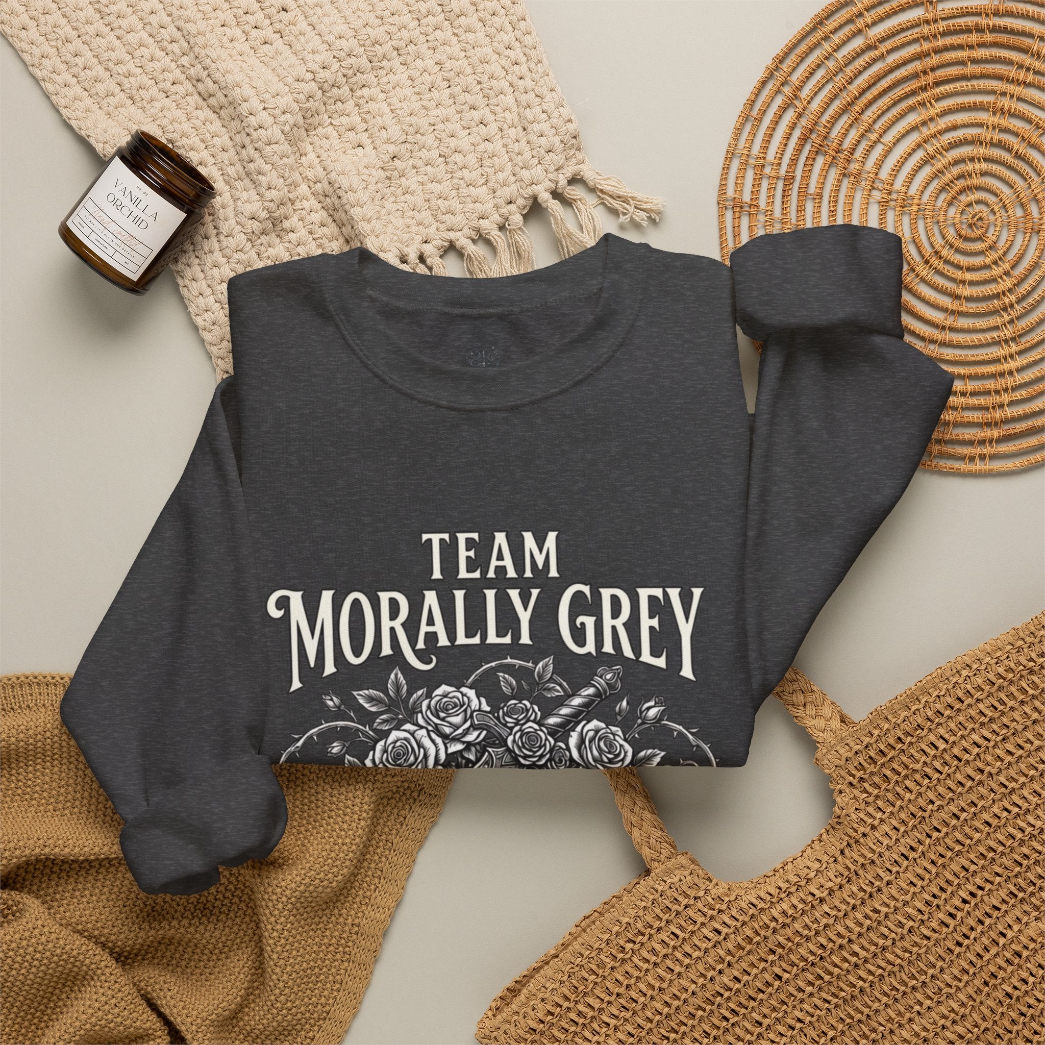 Team Morally Grey Crewneck Sweatshirt – Gothic Booklover Graphic
