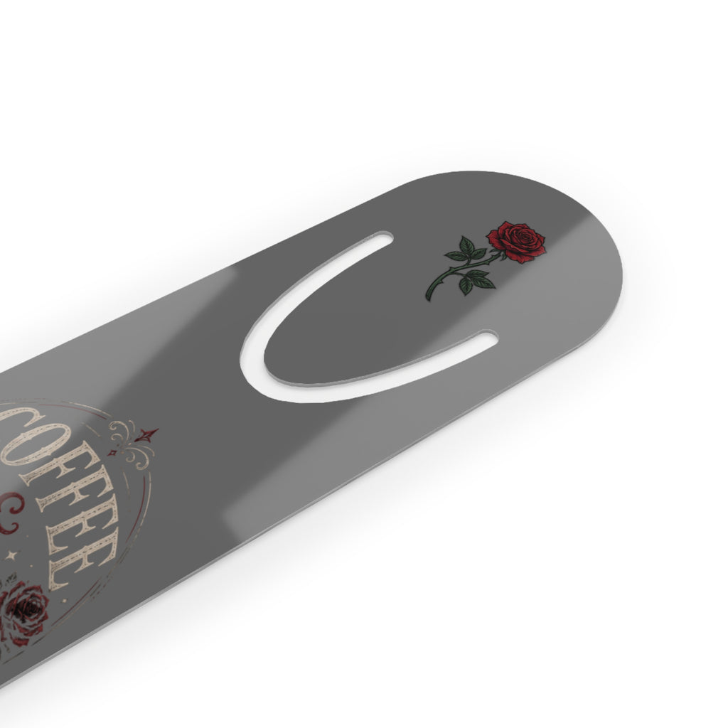 Coffee & Morally Grey Bookmark – Gothic Rose Metal Bookmarker