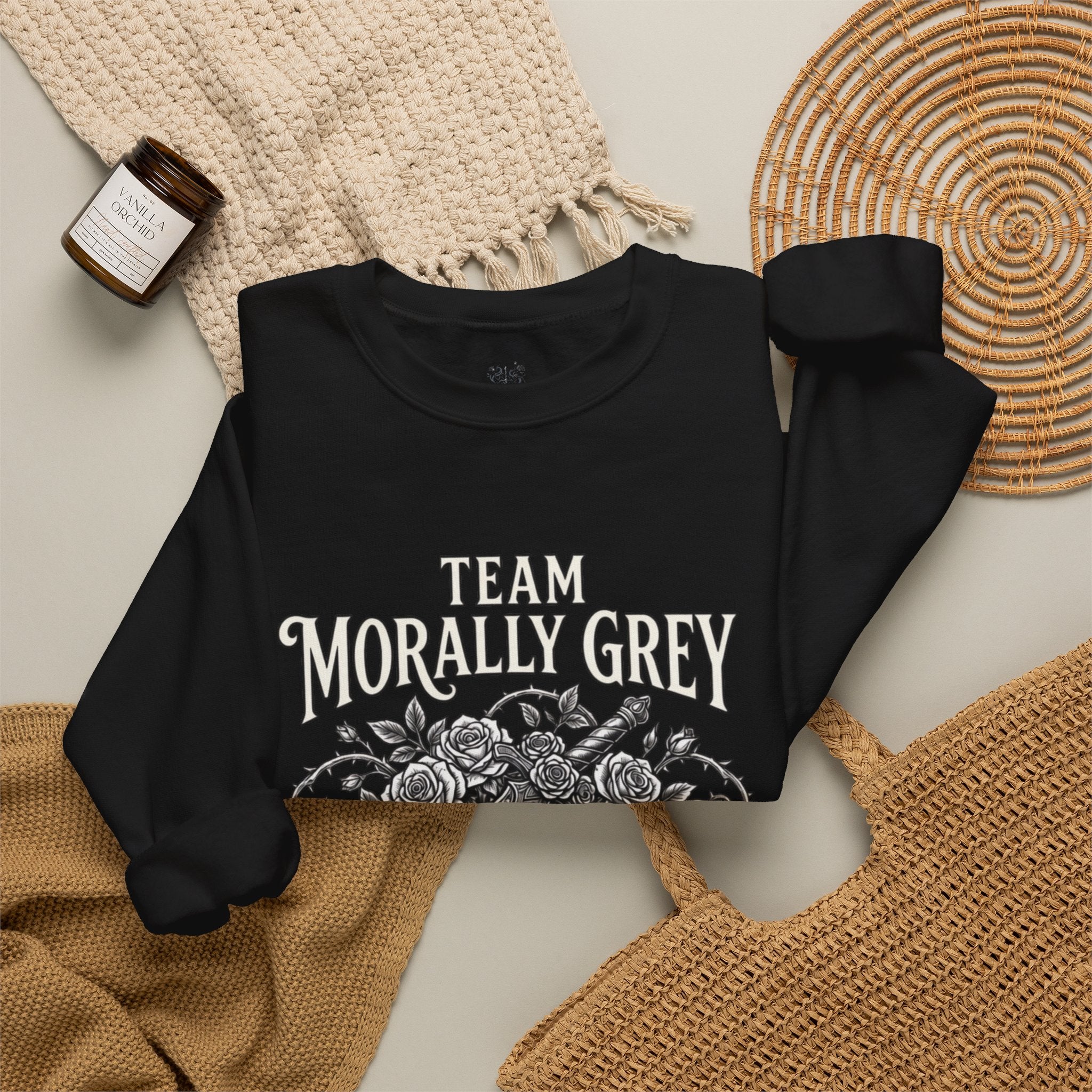 Team Morally Grey Crewneck Sweatshirt – Gothic Booklover Graphic