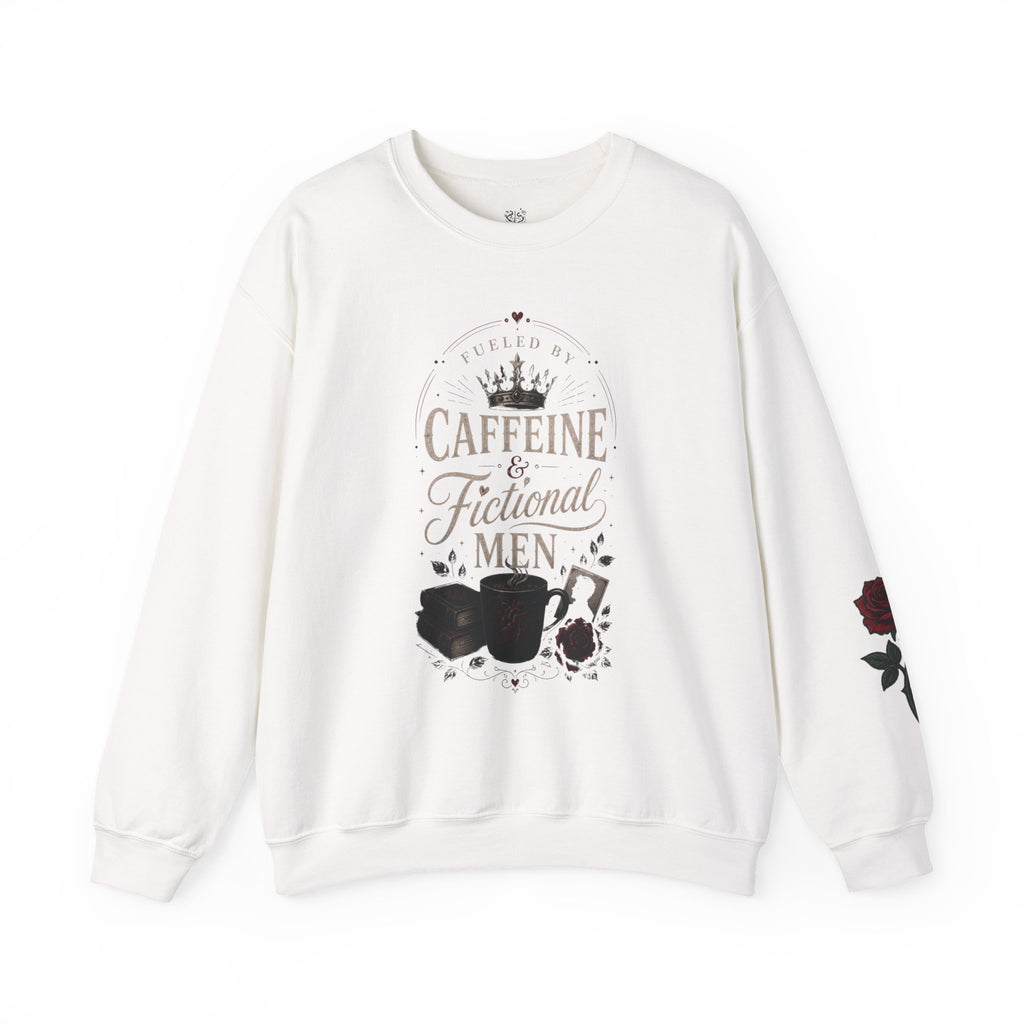 Fueled By Caffeine and Fictional Men Crewneck Sweatshirt