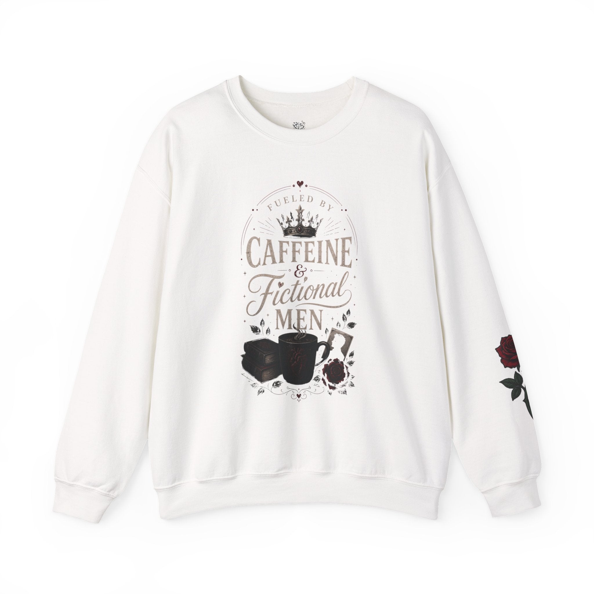 Fueled By Caffeine and Fictional Men Crewneck Sweatshirt