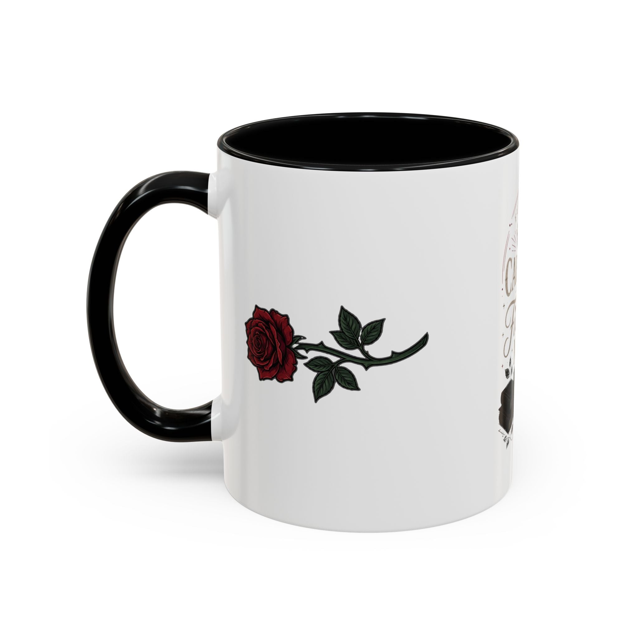 Caffeine & Fictional Men Accent Coffee Mug — 11/15oz Rose & Crown Literary Gift