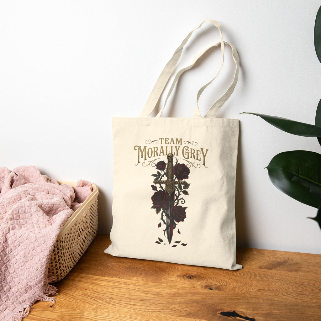 Team Morally Grey Canvas Tote Bag — Gothic Rose Eco Shopper