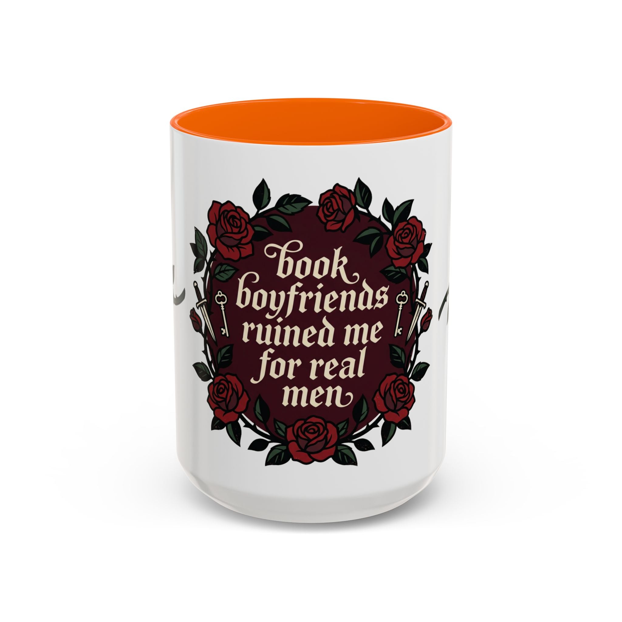 Book Boyfriends Ruined Me Coffee Mug — Gothic Rose Accent Mug (11/15 oz)