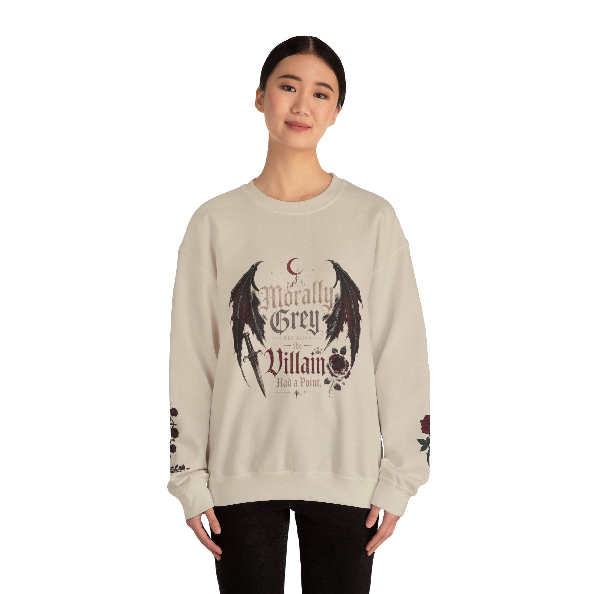 Morally Grey Because Villain Has a Point Crewneck Sweatshirt