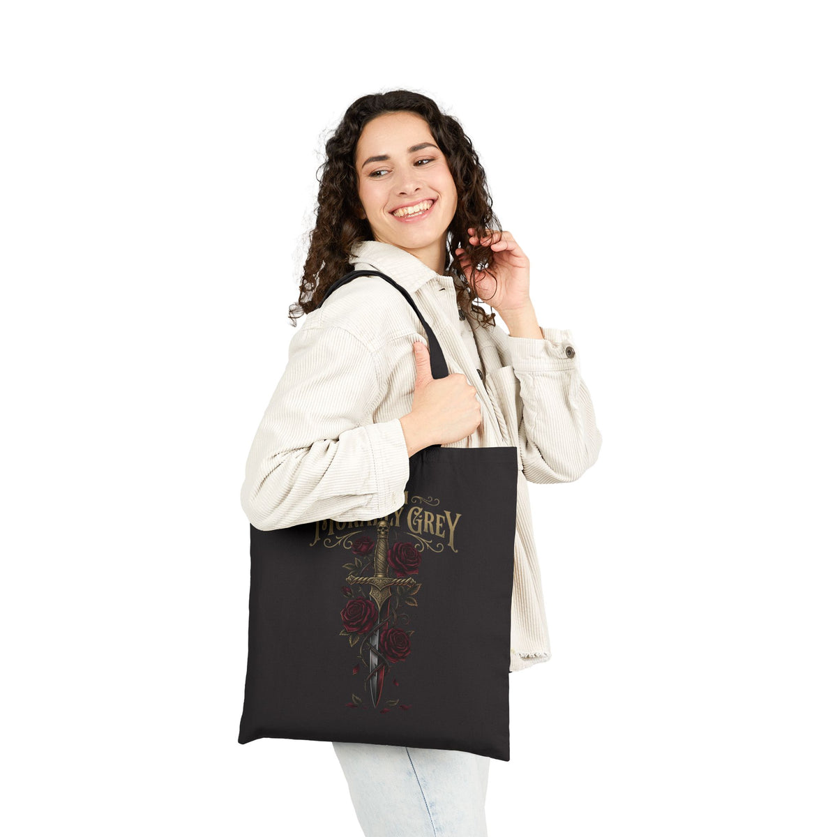 Team Morally Grey Canvas Tote Bag — Gothic Rose Eco Shopper