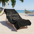 Beach Towel - "Fueled by Caffeine & Fictional Men" Vintage Literary Design