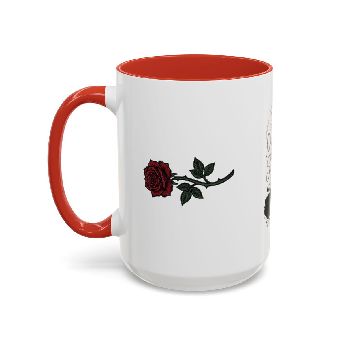 Caffeine & Fictional Men Accent Coffee Mug — 11/15oz Rose & Crown Literary Gift