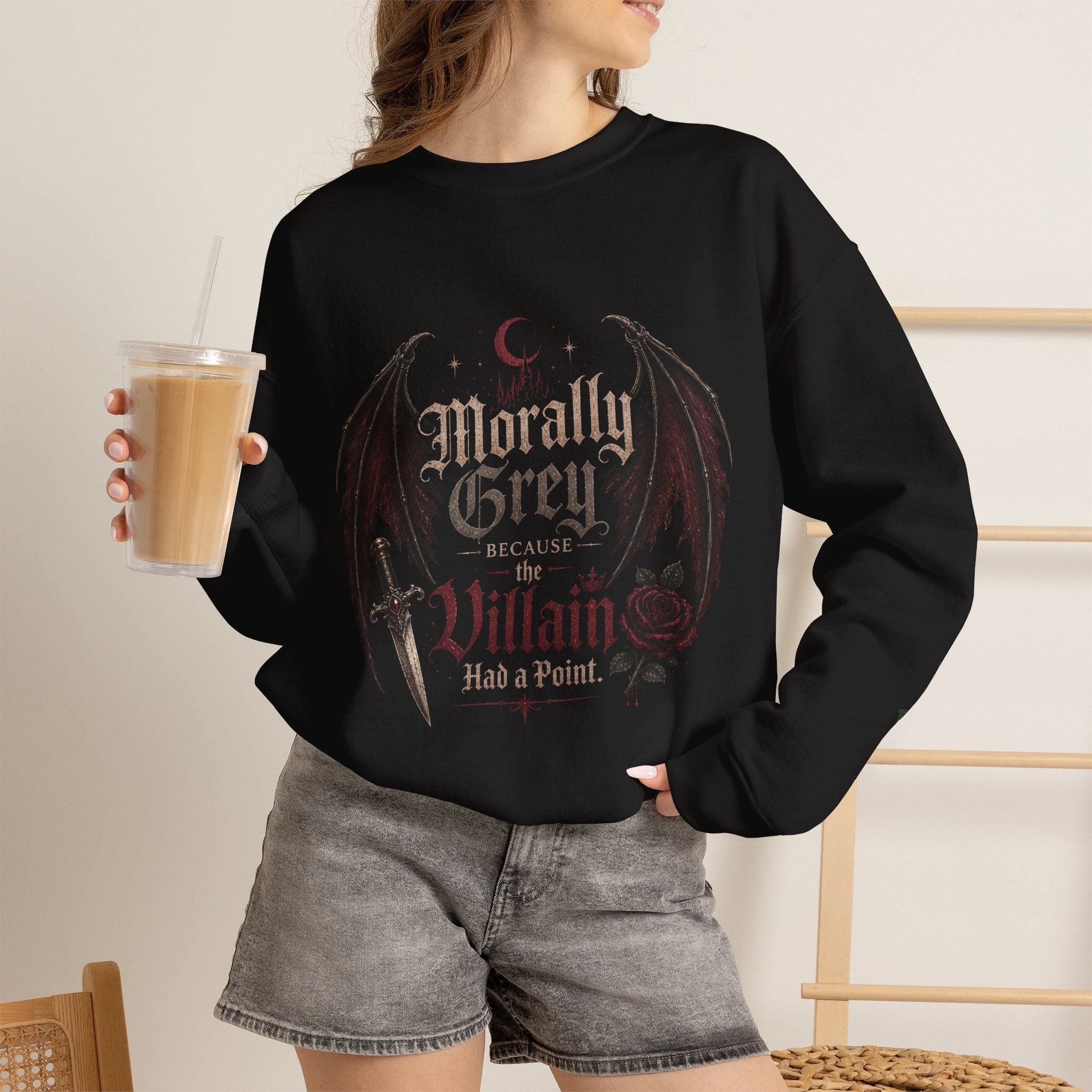 Morally Grey Because Villain Has a Point Crewneck Sweatshirt