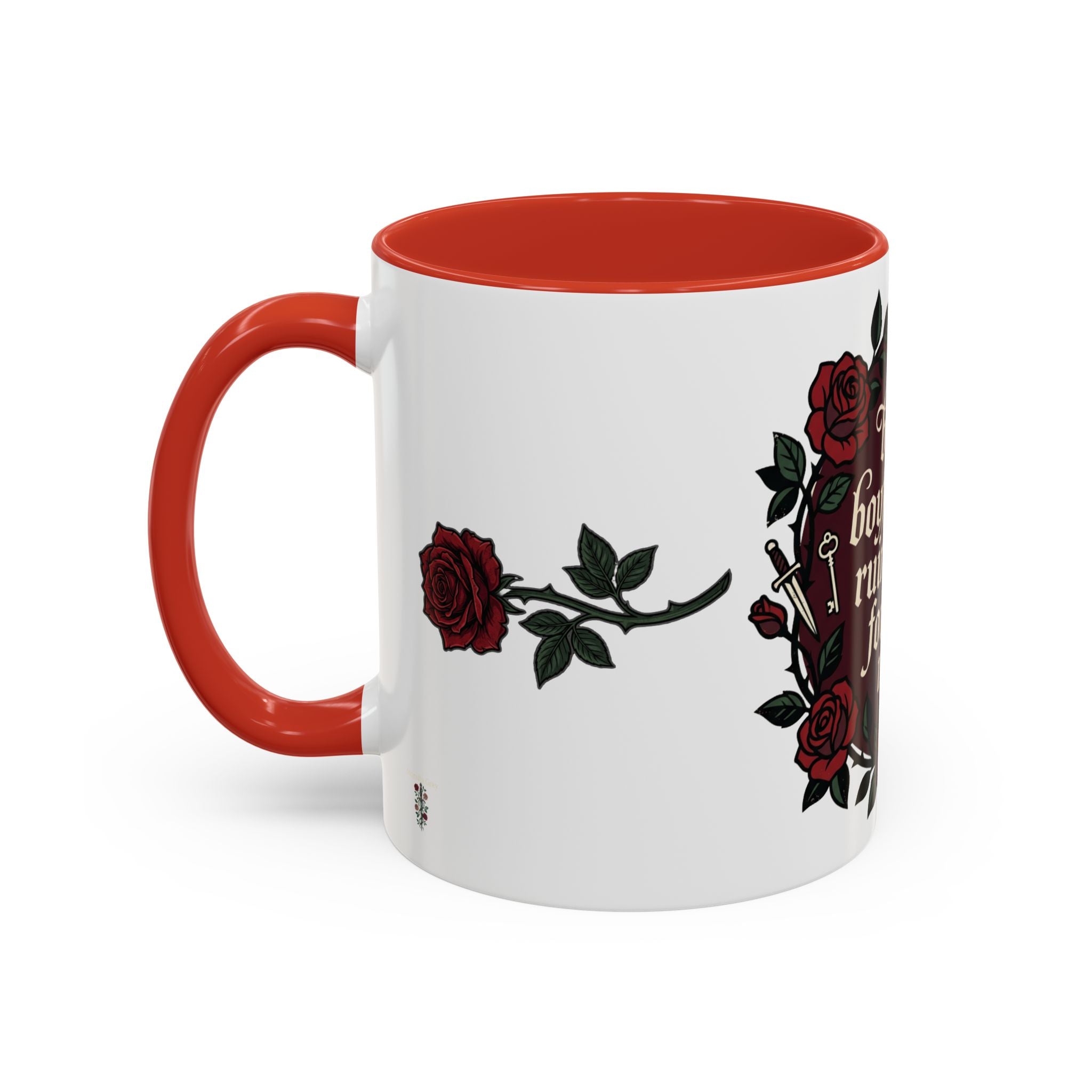 Book Boyfriends Ruined Me Coffee Mug — Gothic Rose Accent Mug (11/15 oz)