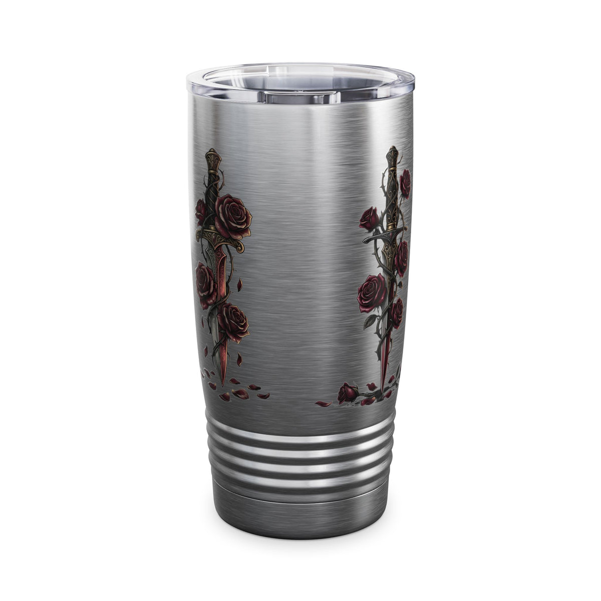 20oz Tumbler — “The Villain Does It Better” Gothic Bat Wings & Roses Travel Mug