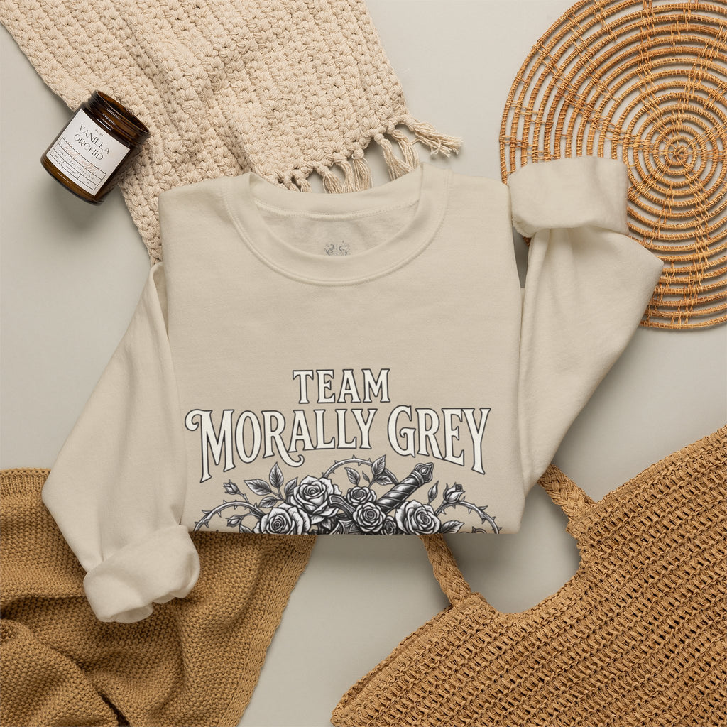 Team Morally Grey Crewneck Sweatshirt – Gothic Booklover Graphic
