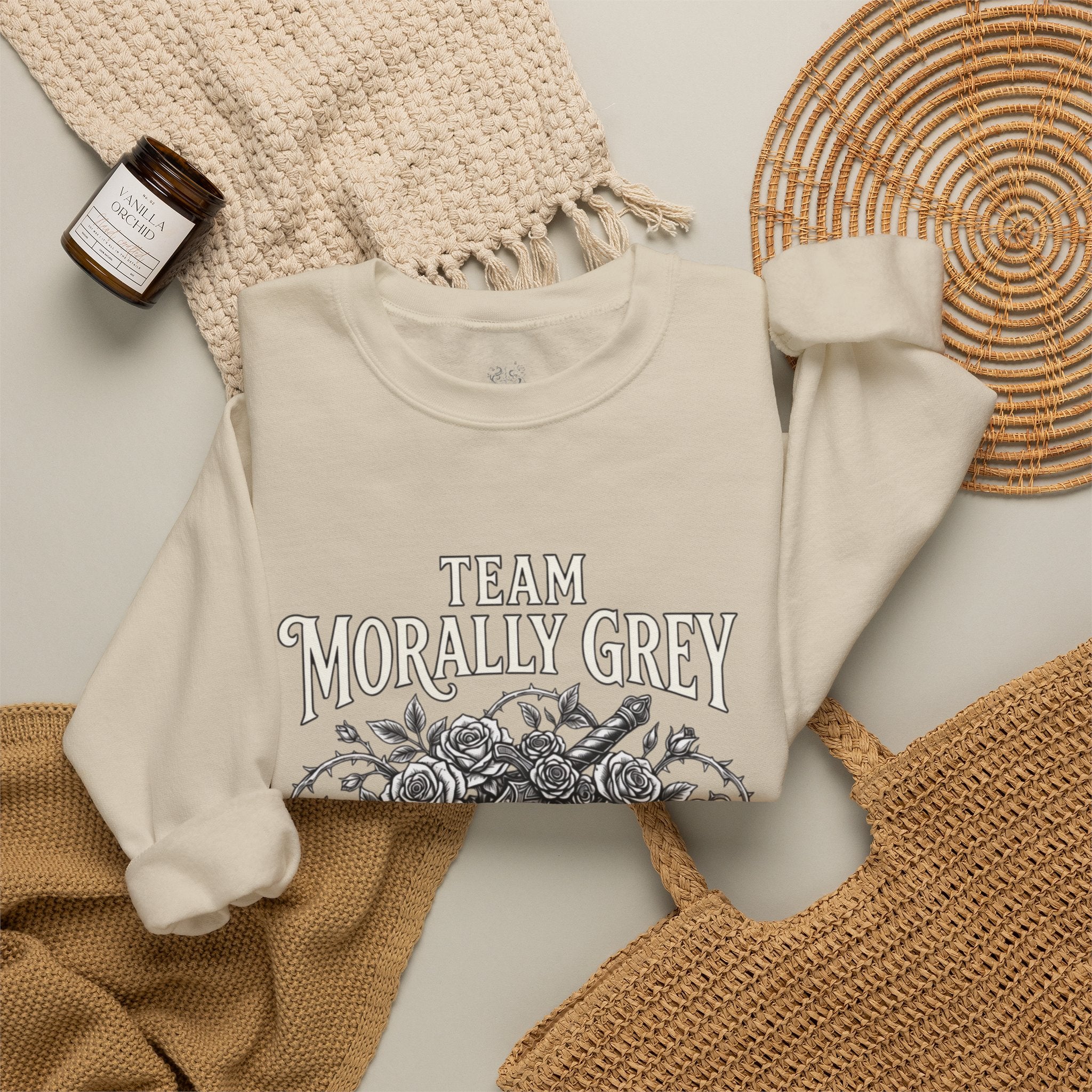 Team Morally Grey Crewneck Sweatshirt – Gothic Booklover Graphic