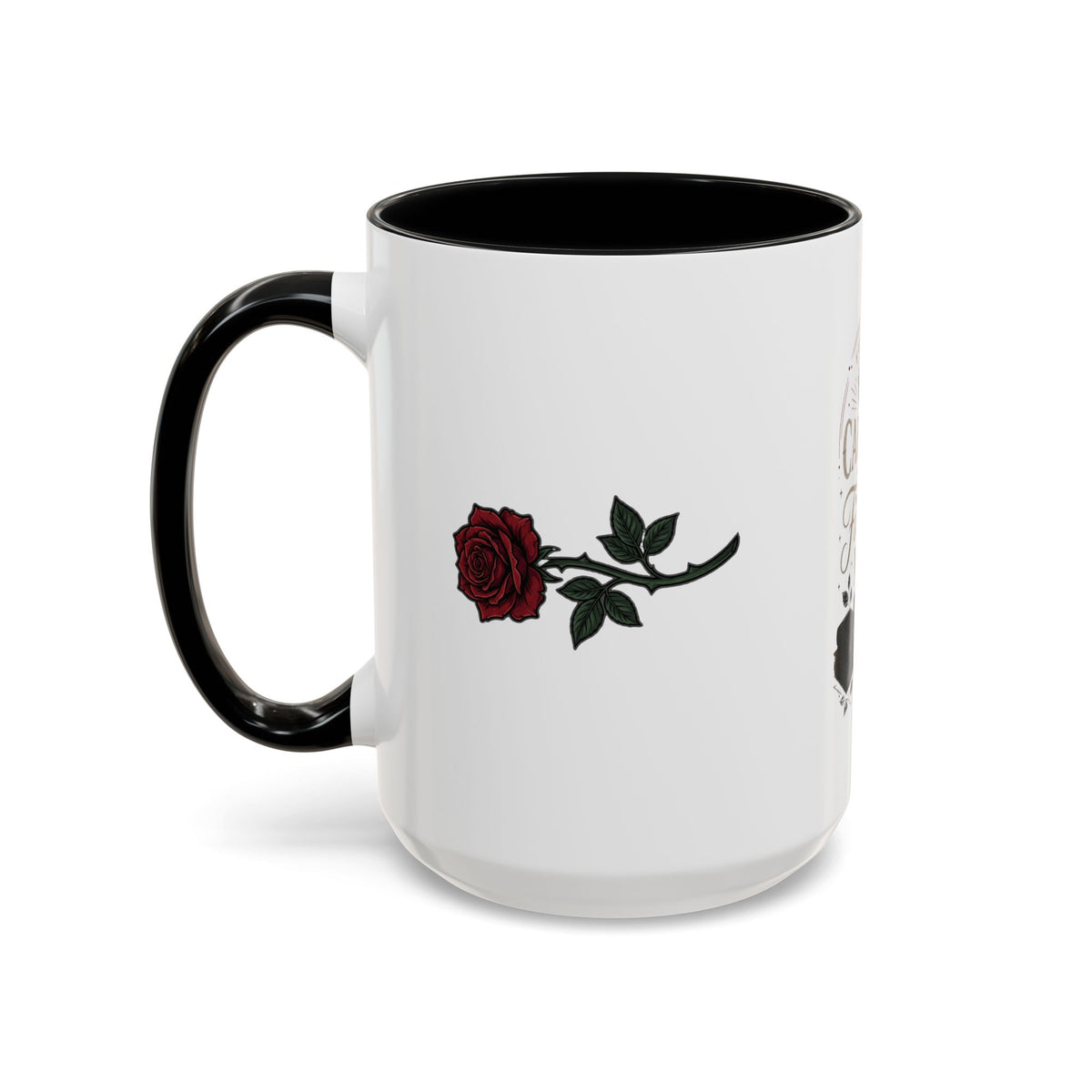 Caffeine & Fictional Men Accent Coffee Mug — 11/15oz Rose & Crown Literary Gift
