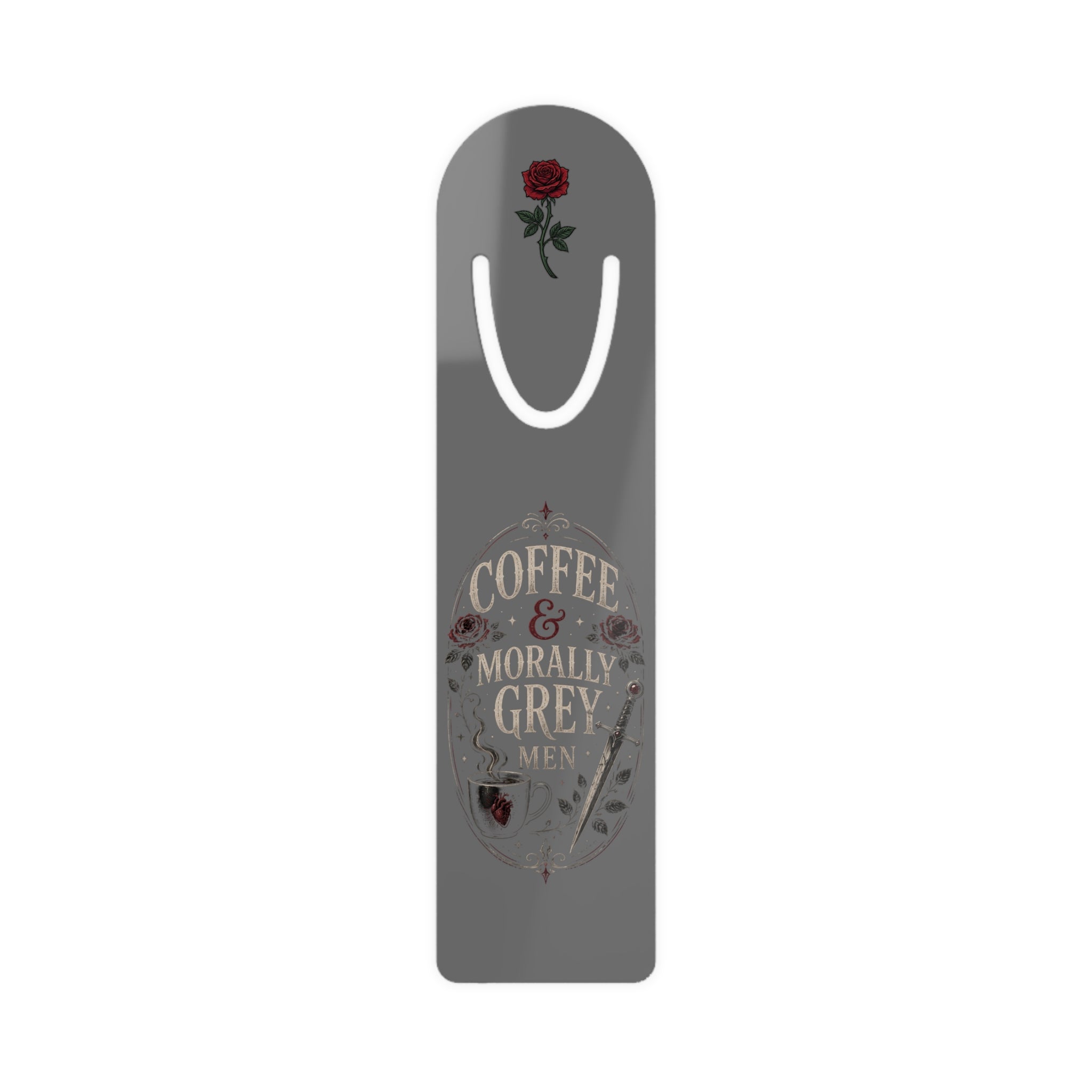 Coffee & Morally Grey Bookmark – Gothic Rose Metal Bookmarker