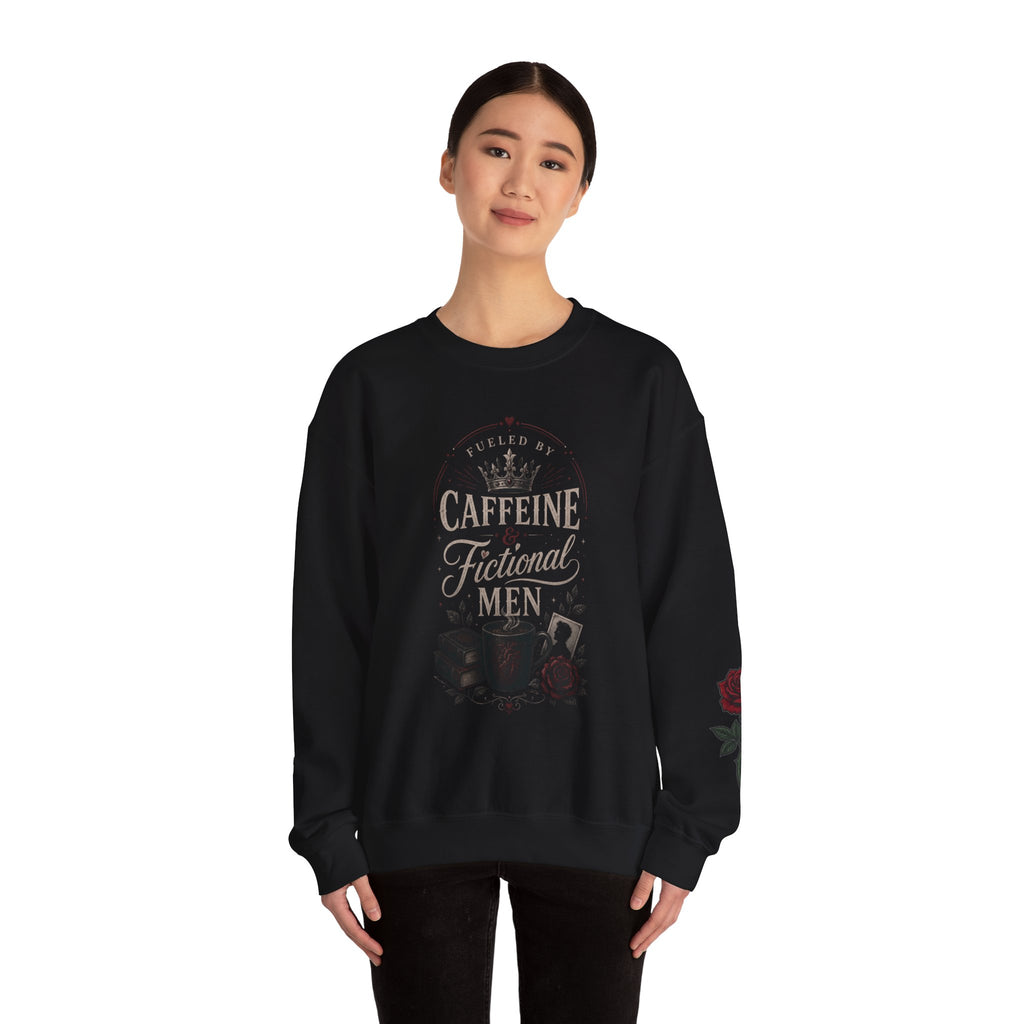 Fueled By Caffeine and Fictional Men Crewneck Sweatshirt