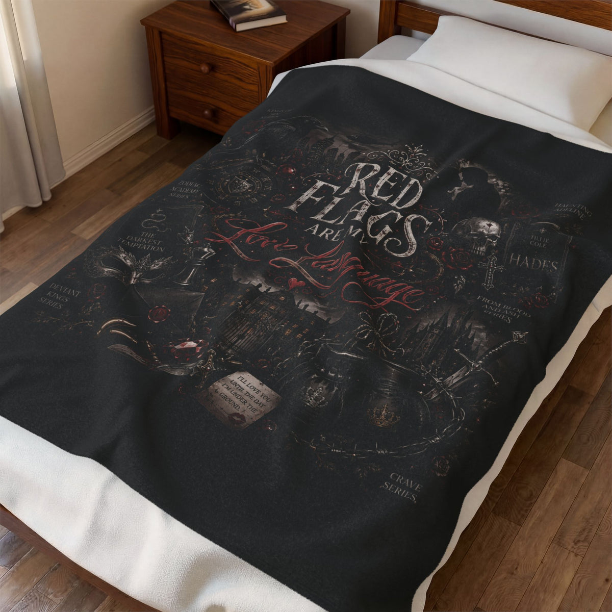 Gothic Velvet Throw Blanket — Red Flags are my Love Language