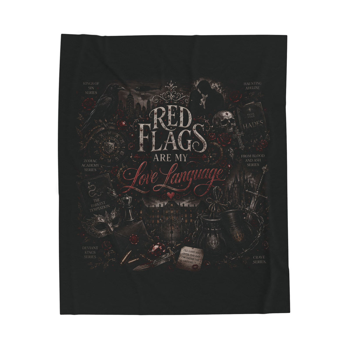 Gothic Velvet Throw Blanket — Red Flags are my Love Language